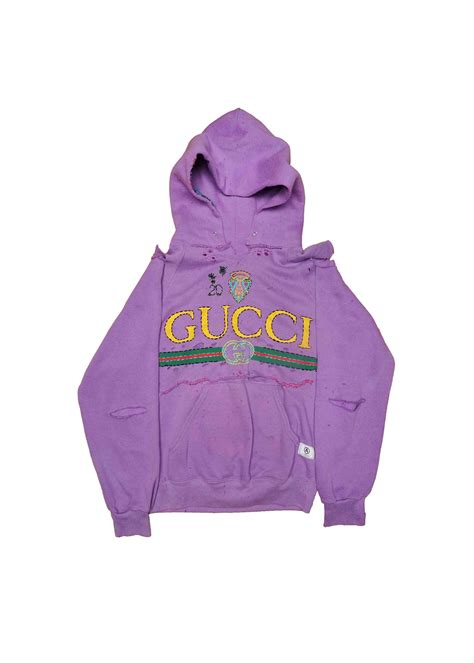 gucci purple hoodie|Gucci logo velvet sweatshirt.